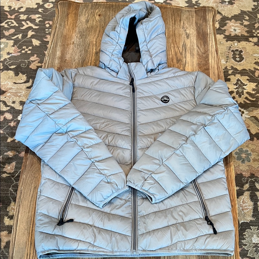 Funky Buddha Men's Quilted Traveller Jacket with a detachable hood.